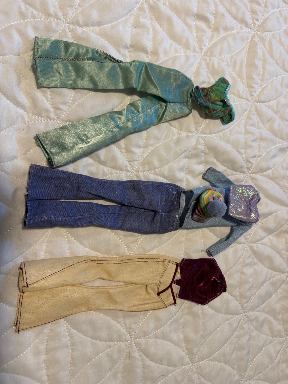 Barbie Doll Mix & Match Shiny Tops and Pants Hat Jacket n Teal, Purple, Lavender